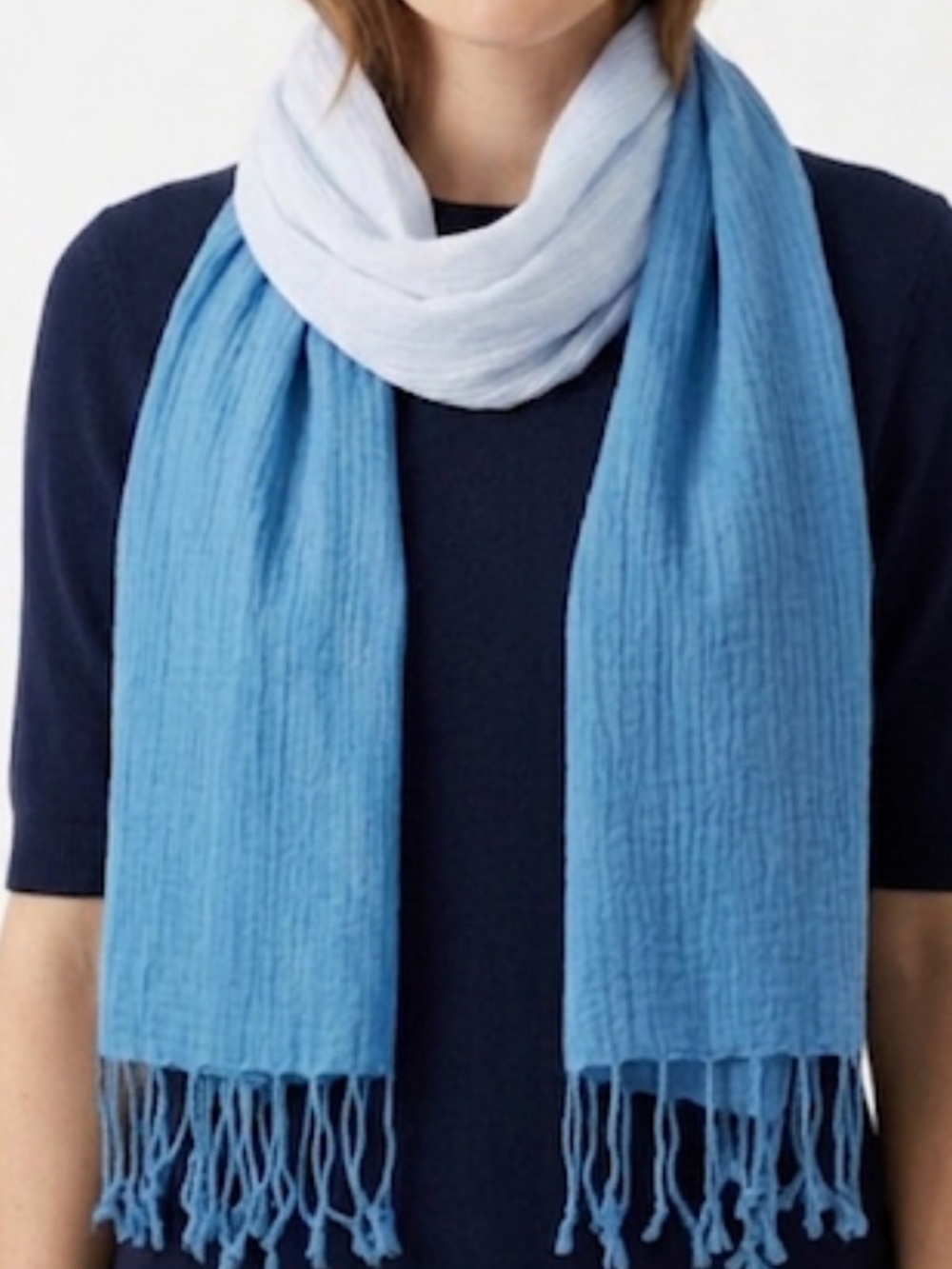 Light Blue Ombre Fringe Scarf - Women Accessories